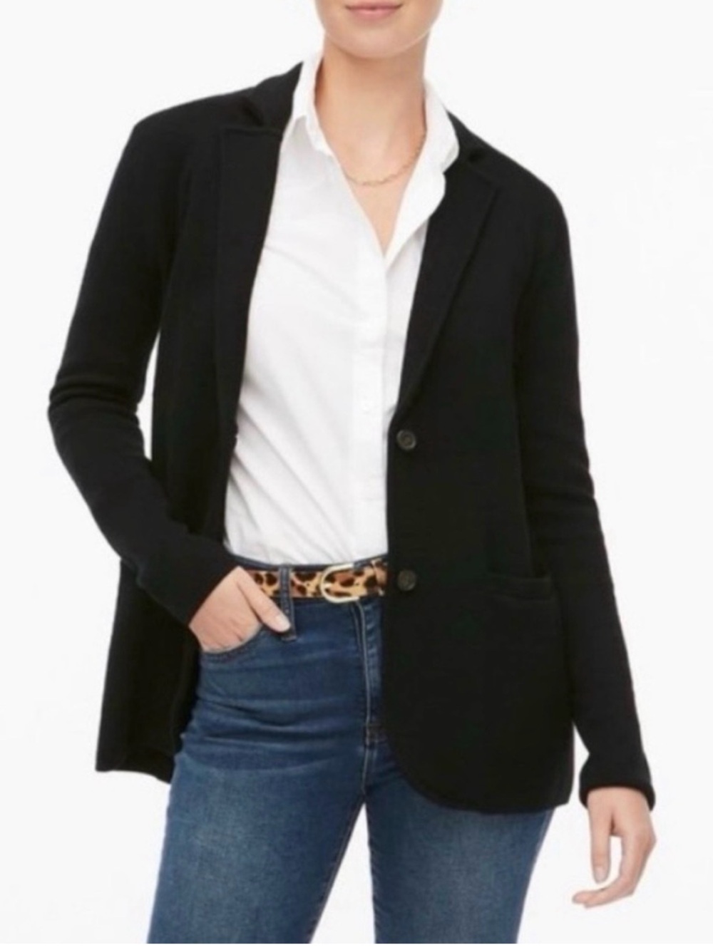 J.Crew - Knit Sweater Blazer 100% Cotton 2 Button Jacket | Size XXS | Like New